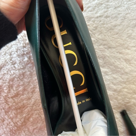 NIB Authentic Gucci Limited Edition Point Toe Leather Pump Vintage Green 36.5 - Picture 5 of 8